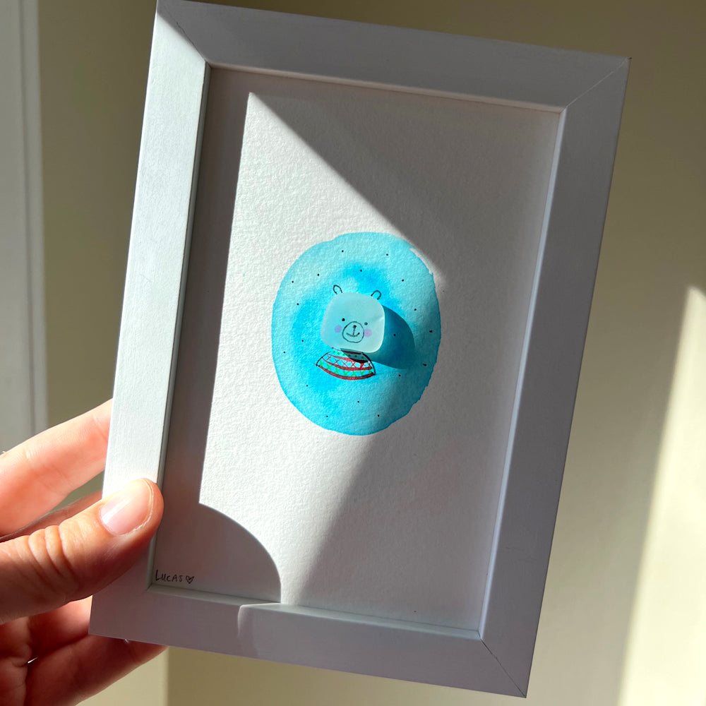 Polar Bear with a Sweater Sea Glass Art