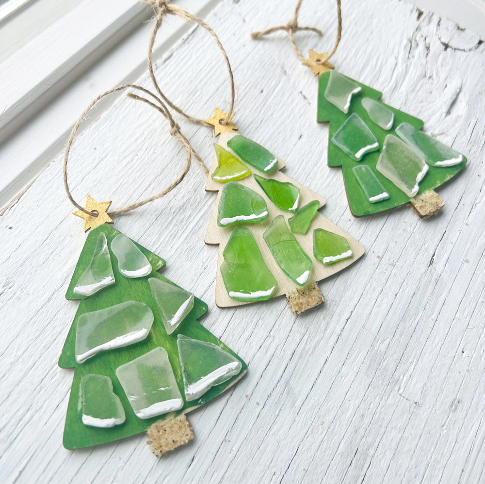 Sea Glass Christmas Tree Holiday Ornaments