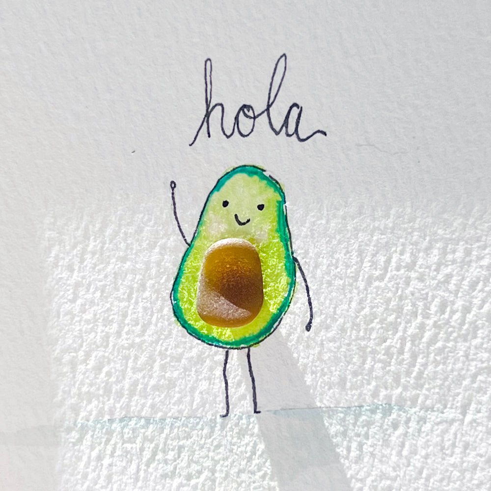 Hola Avocado Sea Glass Art