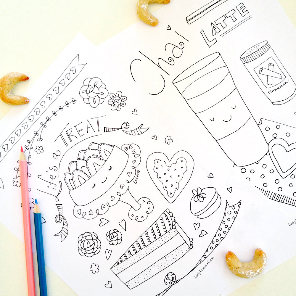 Printable Tea Time Coloring Book