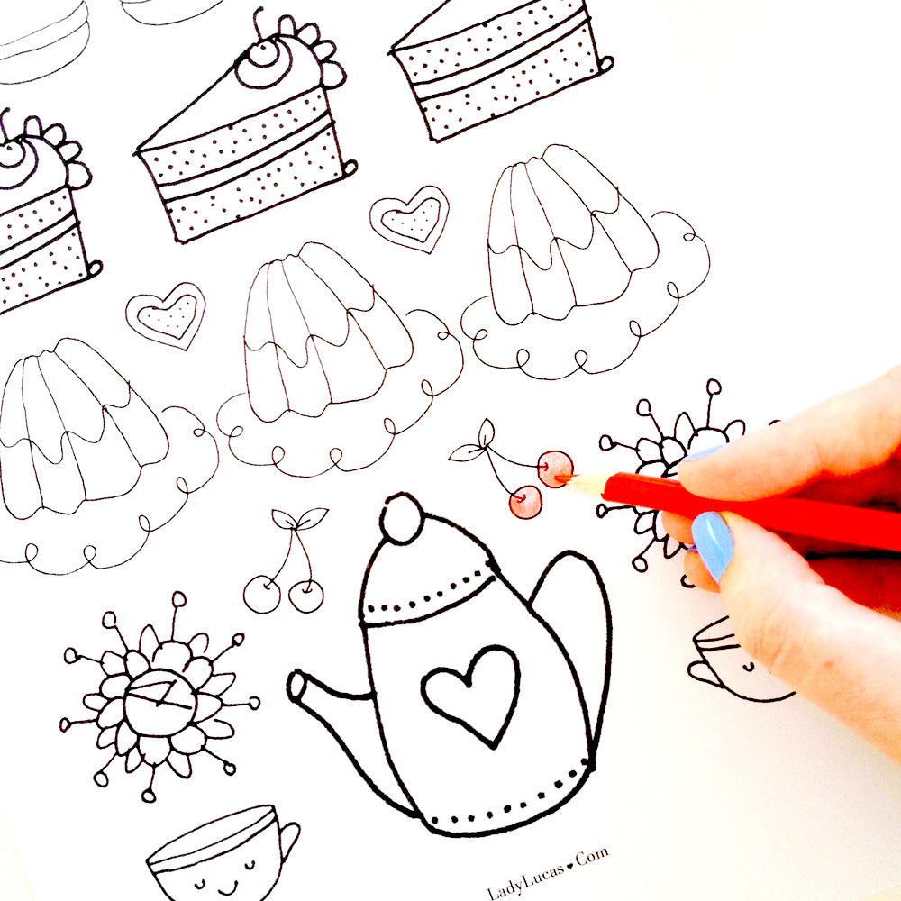 Printable Tea Time Coloring Book