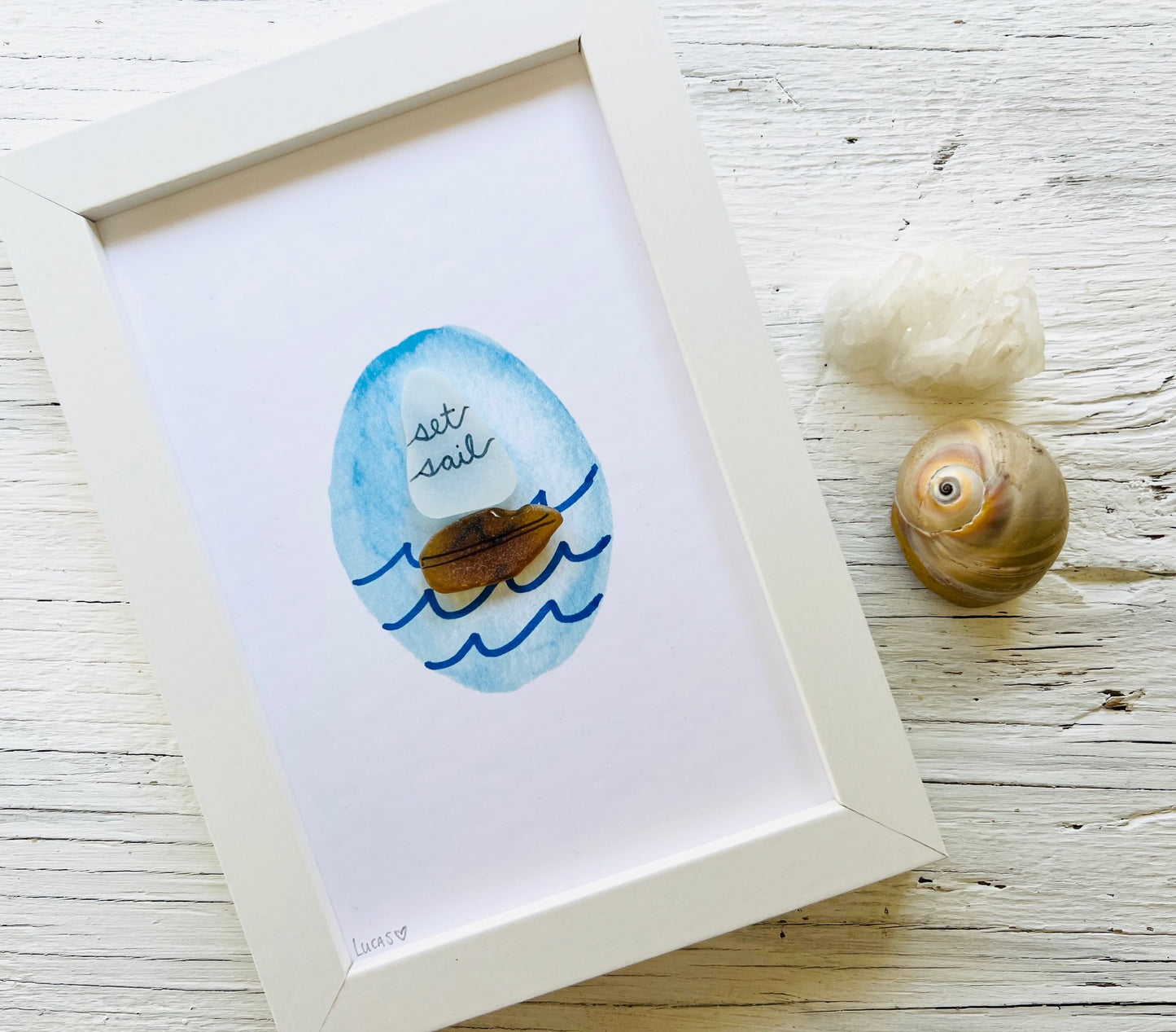 Set Sail Sailboat Sea Glass Art by Sook & Hook