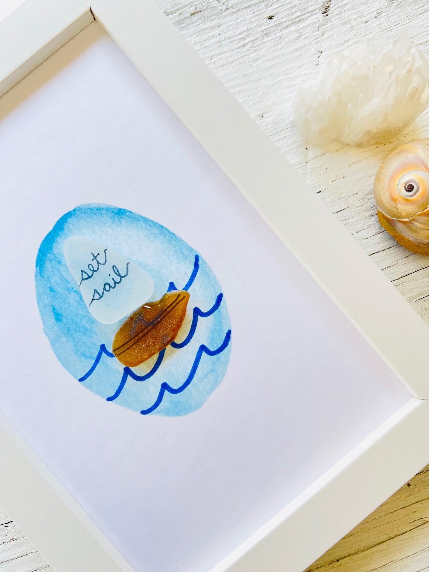 Set Sail Sailboat Sea Glass Art by Sook & Hook