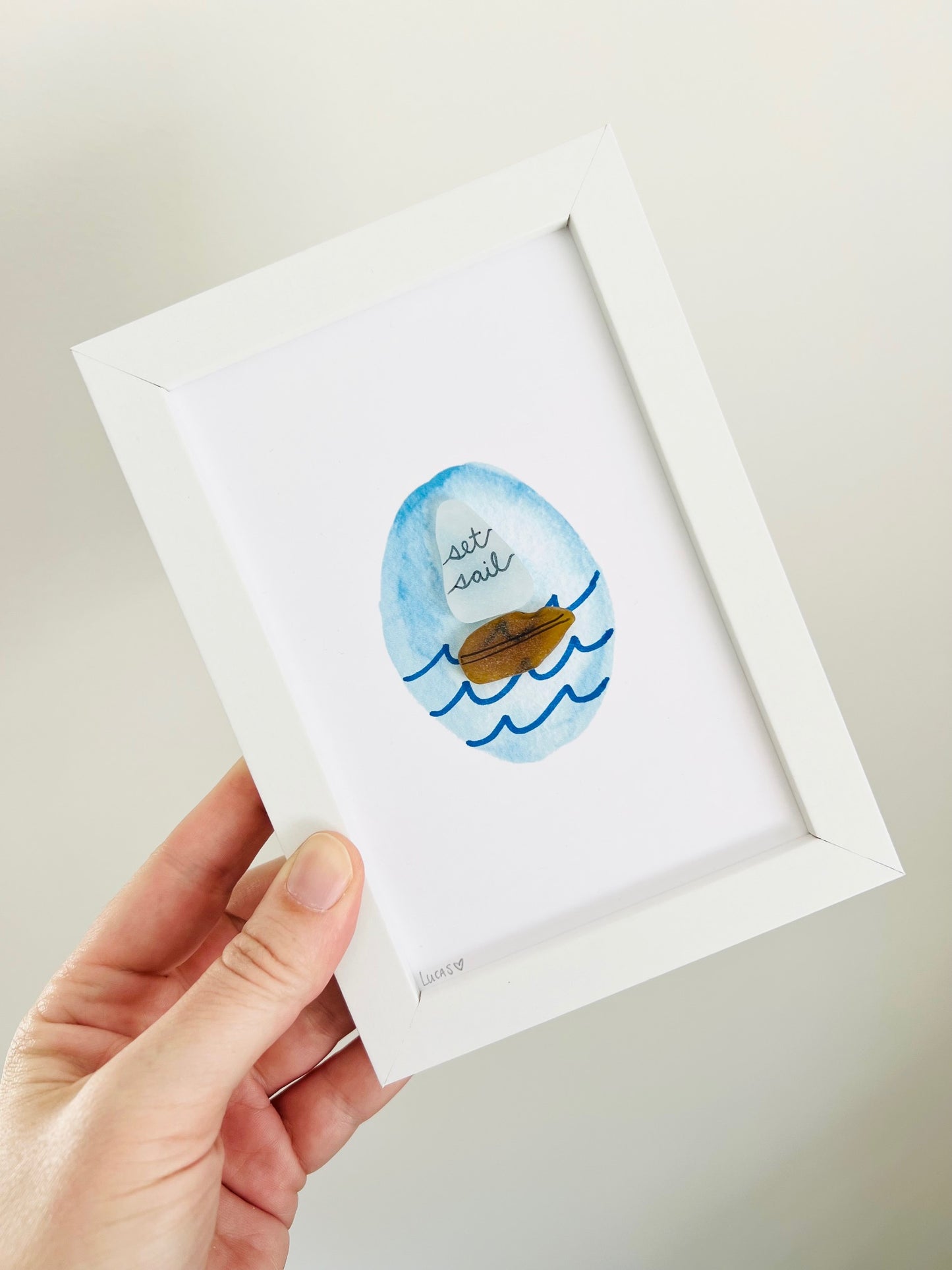 Set Sail Sailboat Sea Glass Art by Sook & Hook