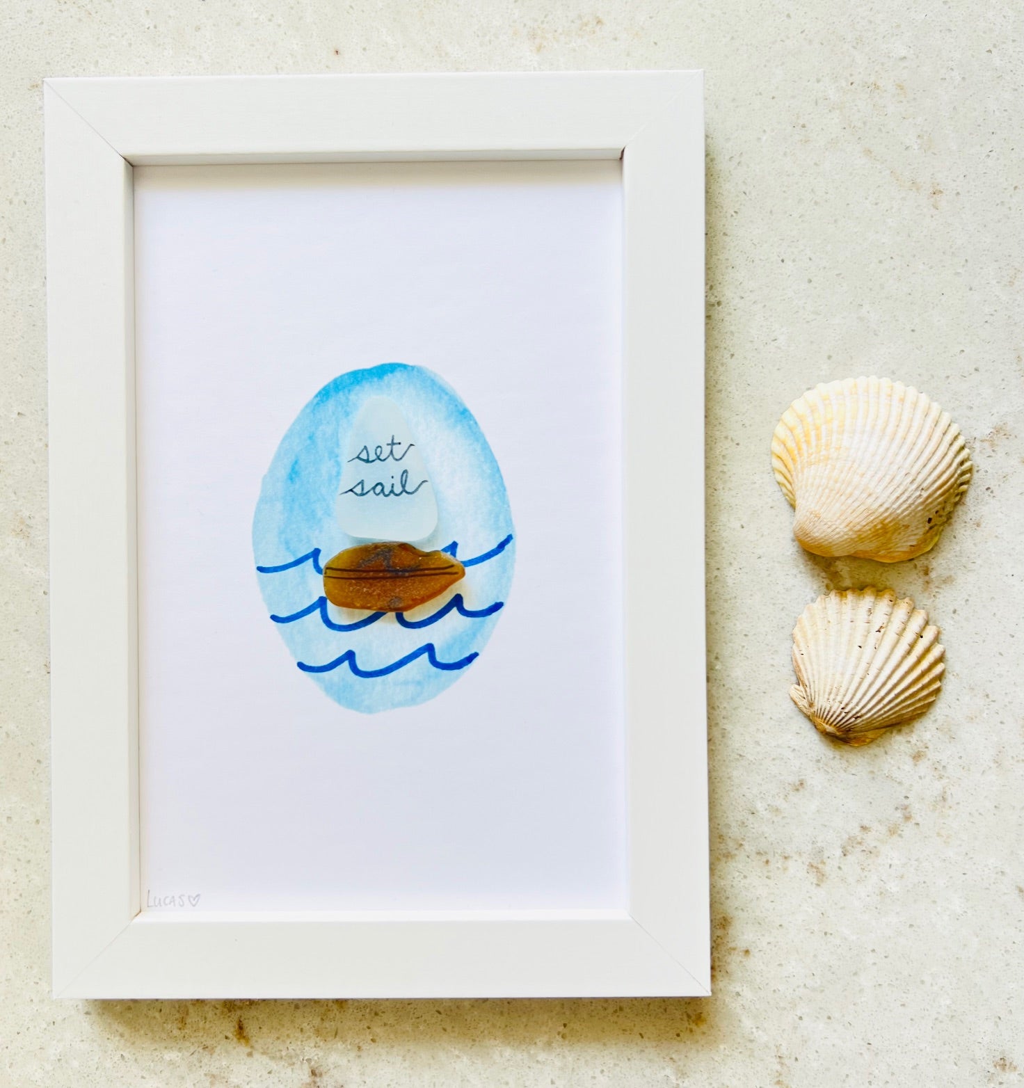 Set Sail Sailboat Sea Glass Art by Sook & Hook