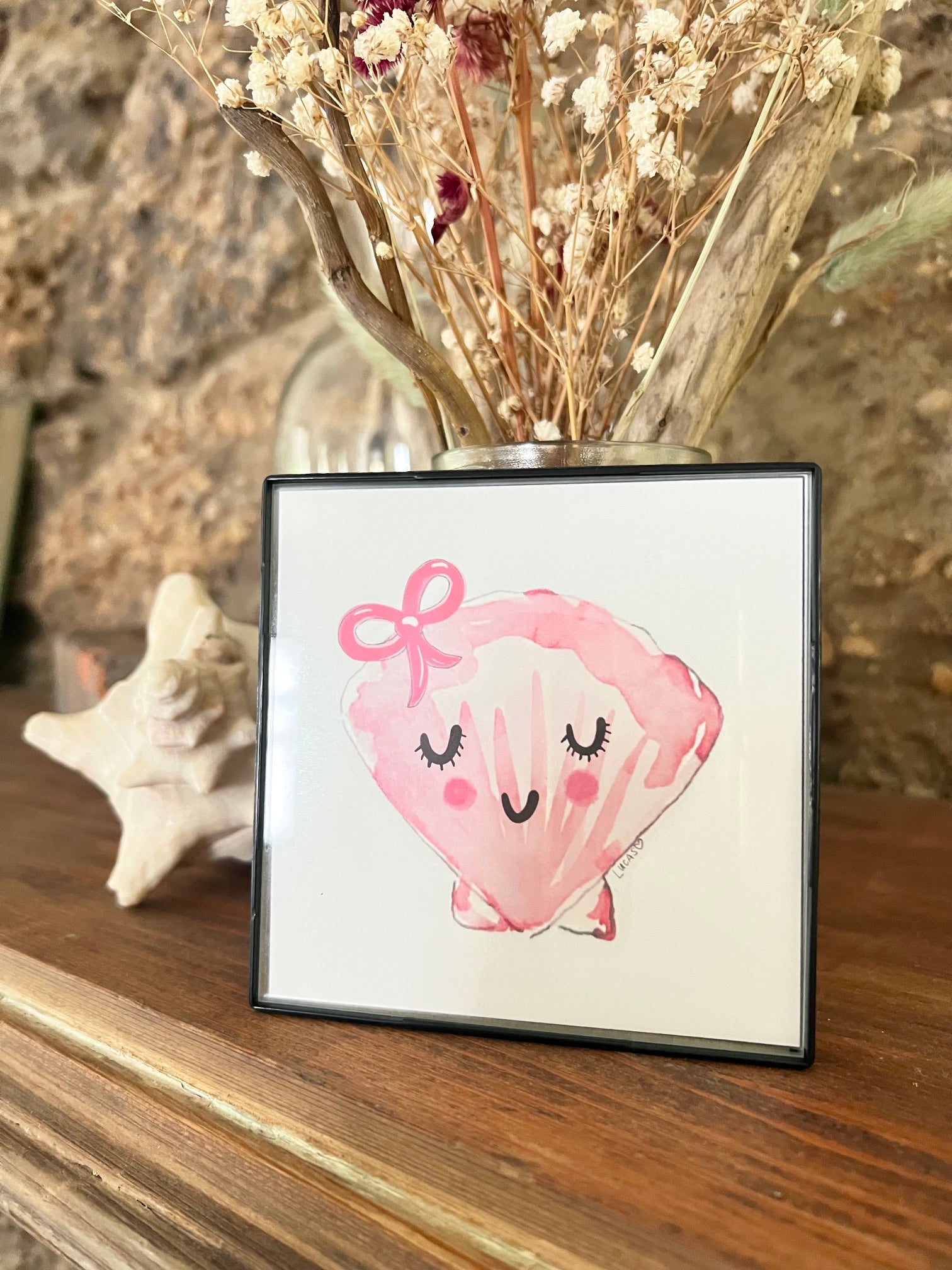 Coquette Shell - Framed Art Print - 4" x 4"