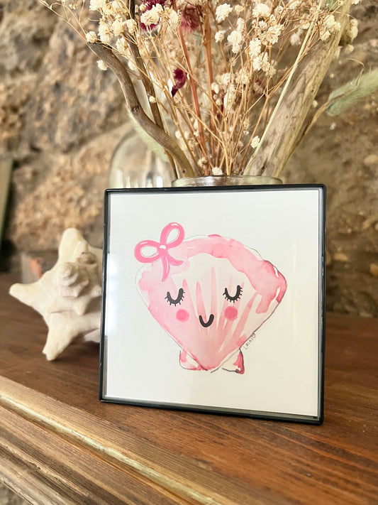 Coquette Shell - Framed Art Print - 4" x 4"