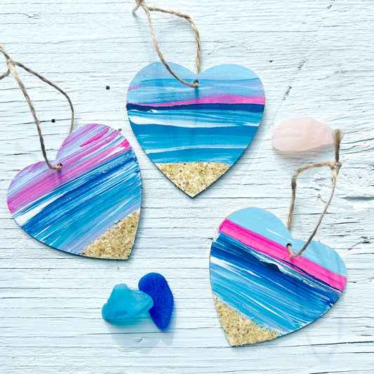 Seascape Heart Ornaments