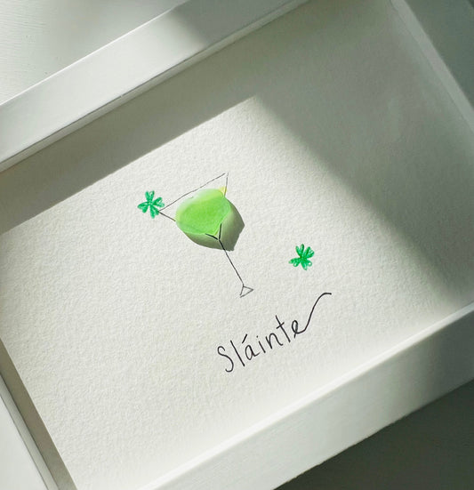 Shamrock Martini Sea Glass Art