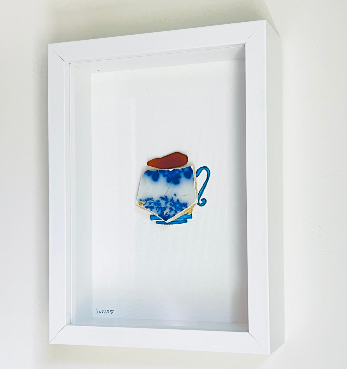 Pretty Sea Pottery & Sea Glass Coffee or Teacup