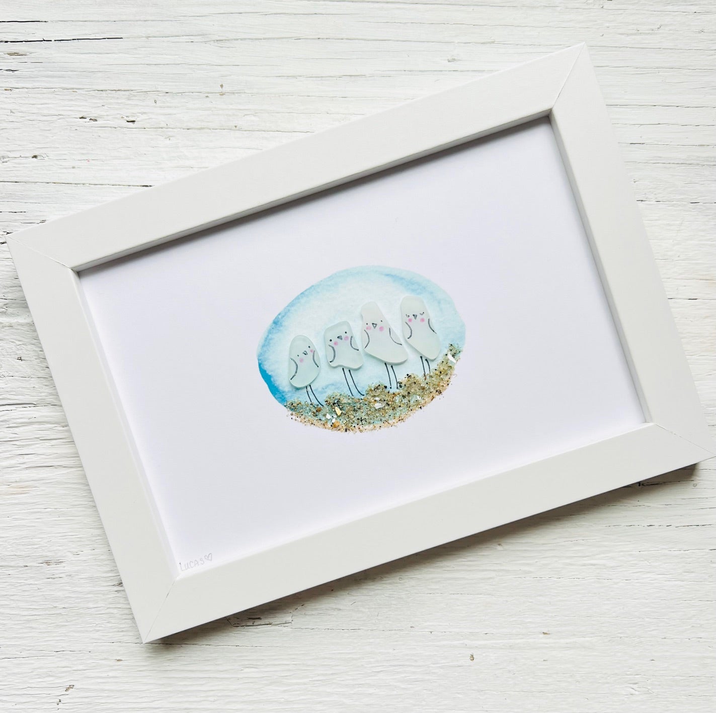 Shore Birds Customizable Sea Glass Art