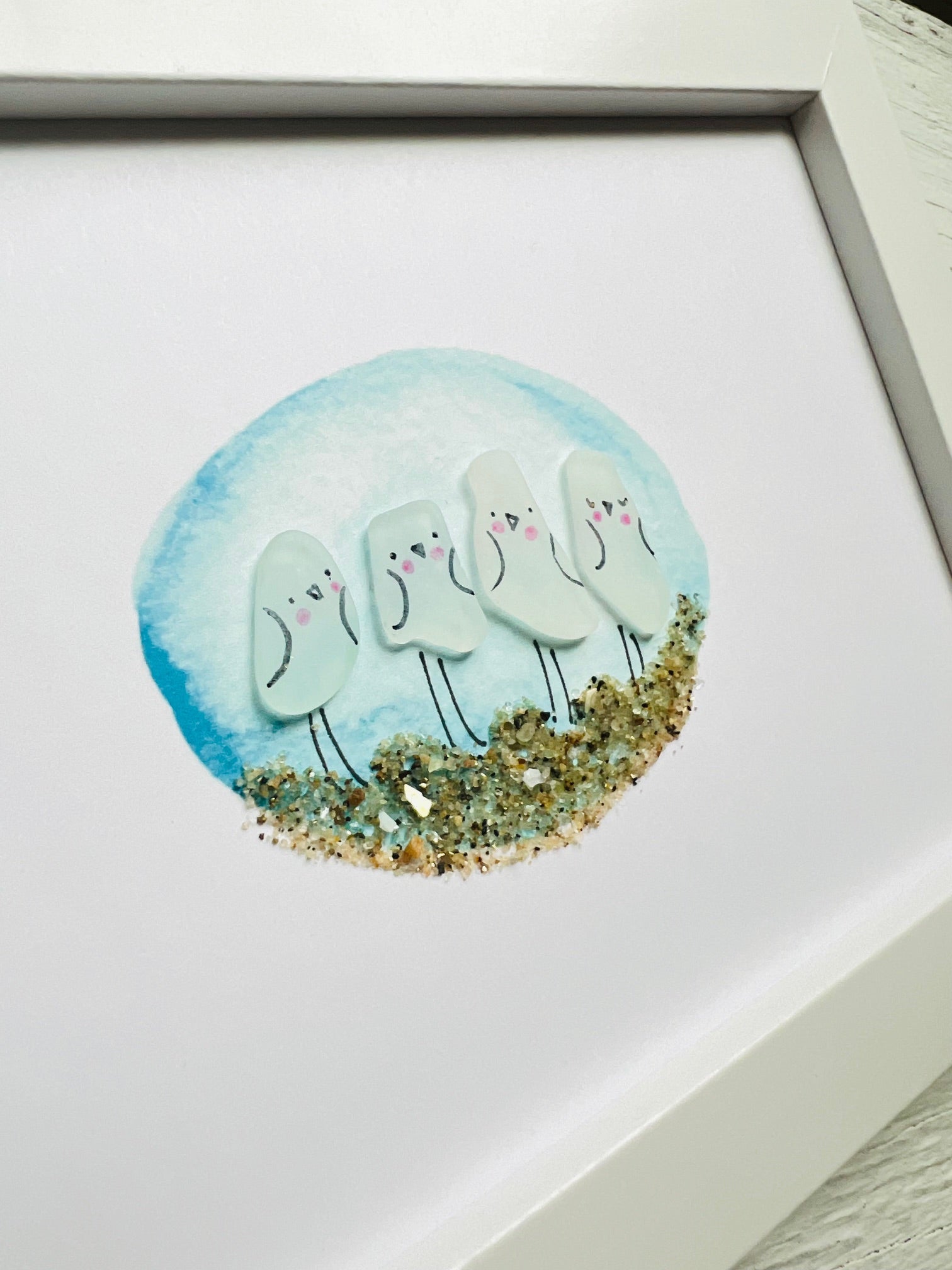 Shore Birds Customizable Sea Glass Art