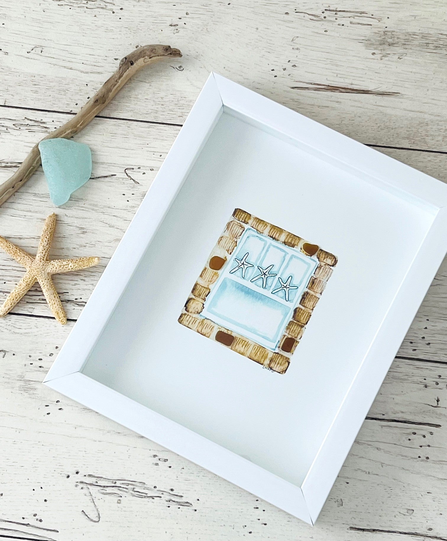 Shore Points Sea Glass Art Collection | 8"x10" Shadow Box Frame