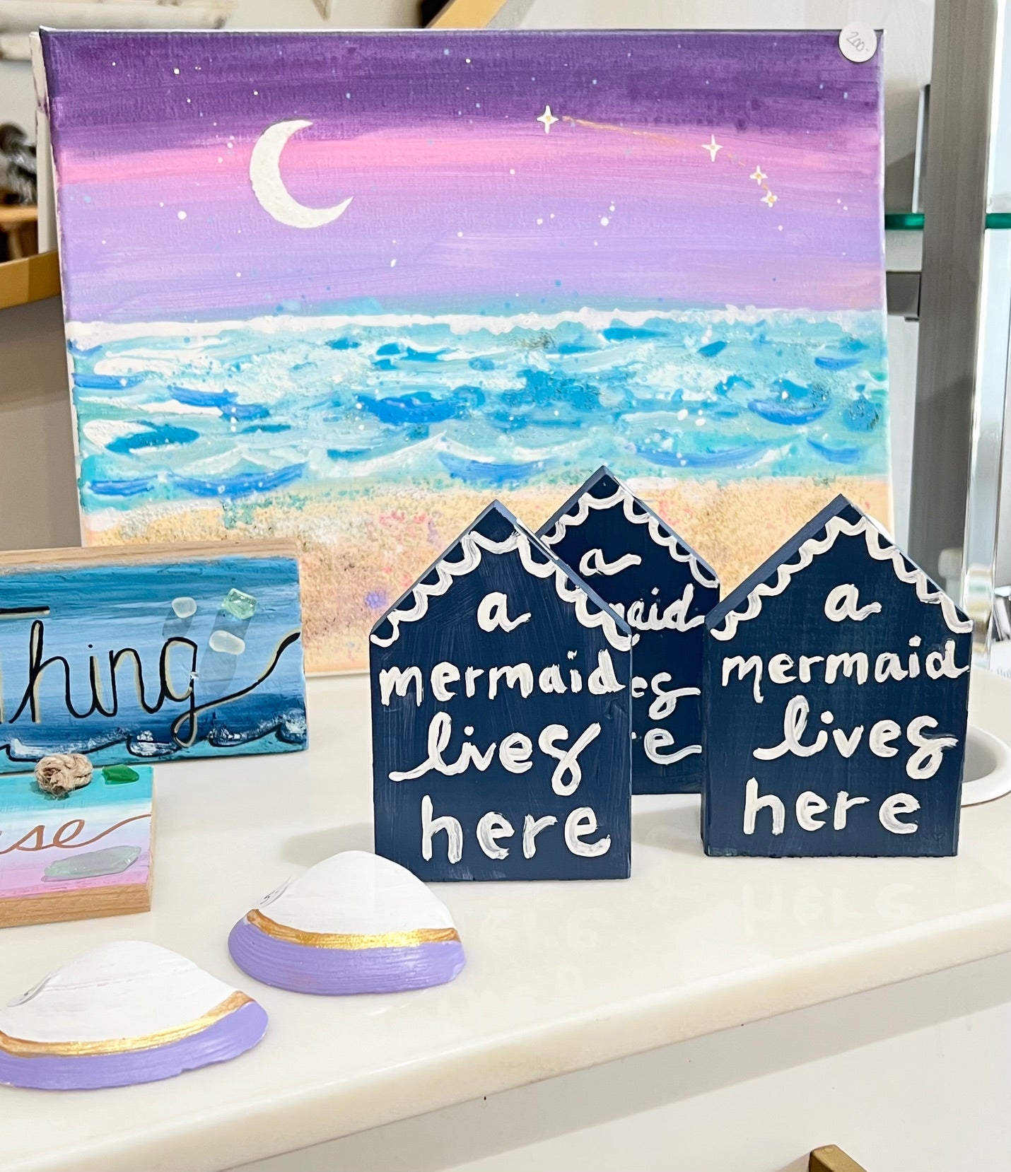 A Mermaid Lives Here Wooden House Cut Out Sign