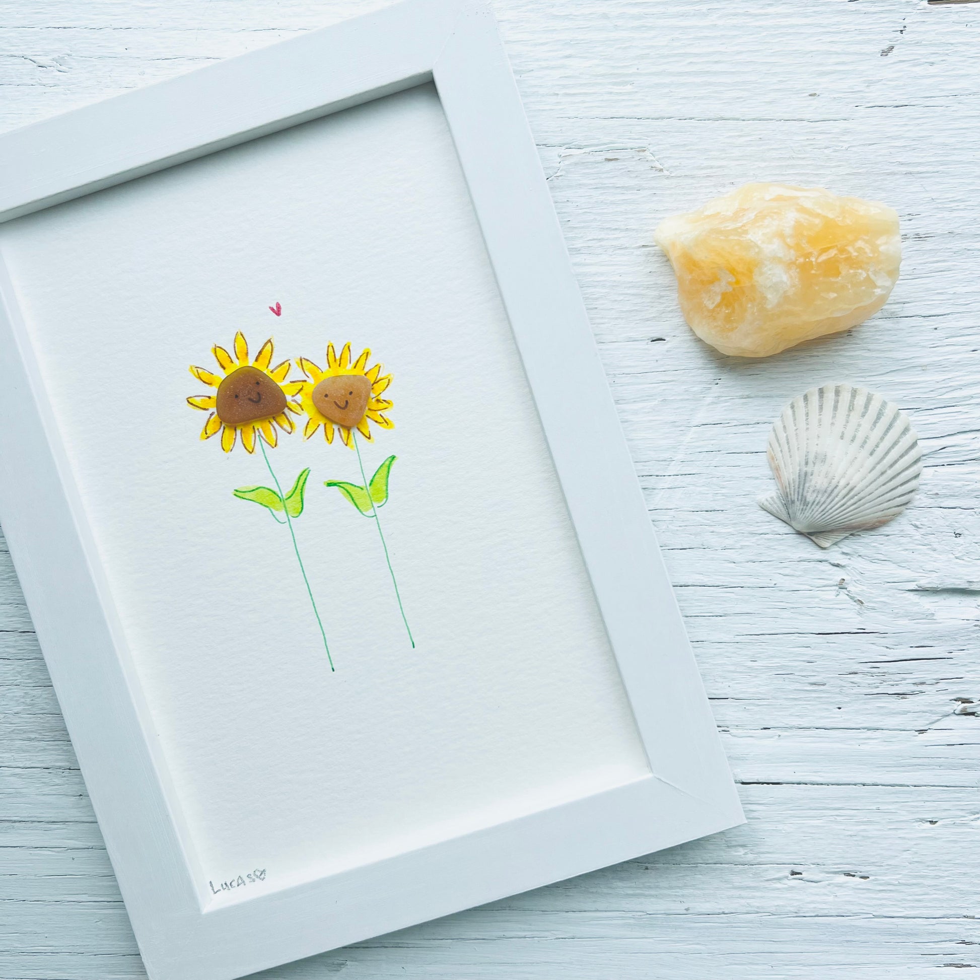 Sunflowers Sea Glass Art by Sook & Hook