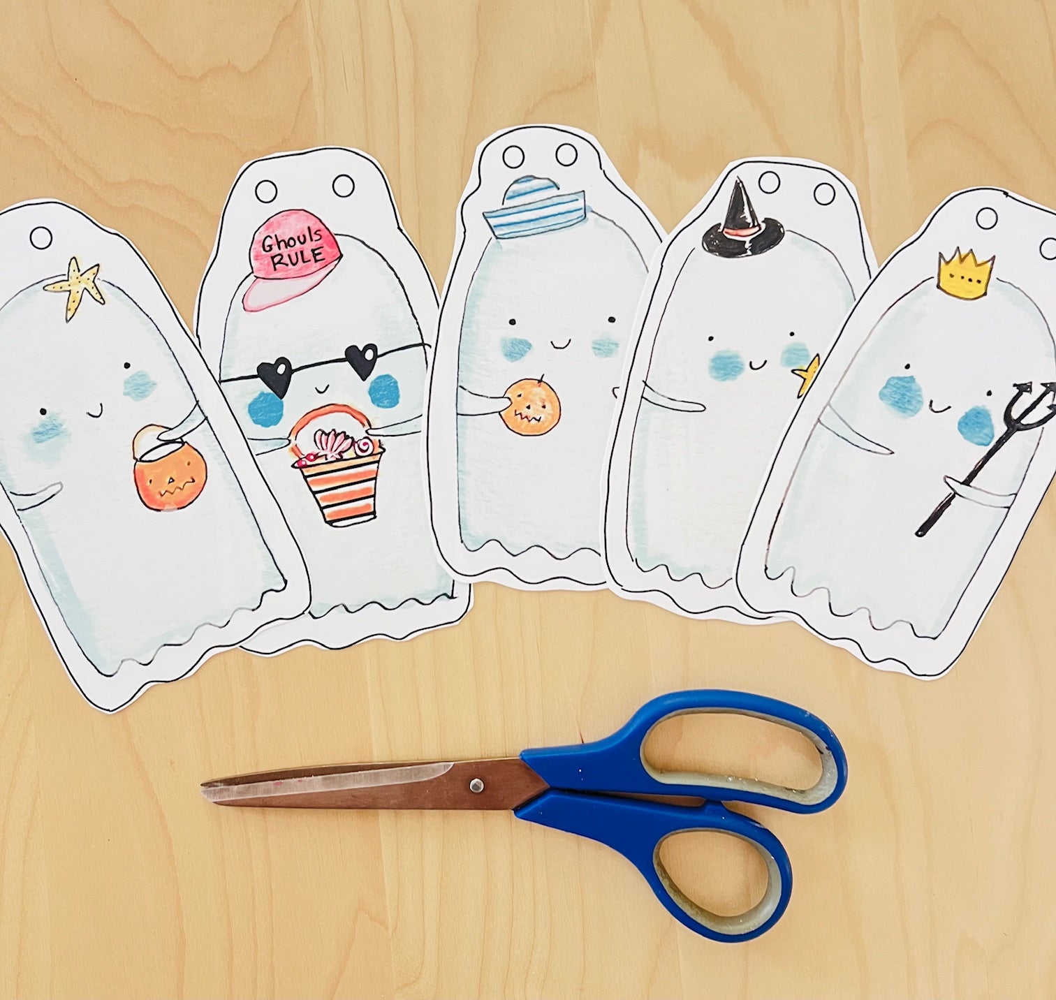 Printable Coastal Ghost Garland by Sook & Hook