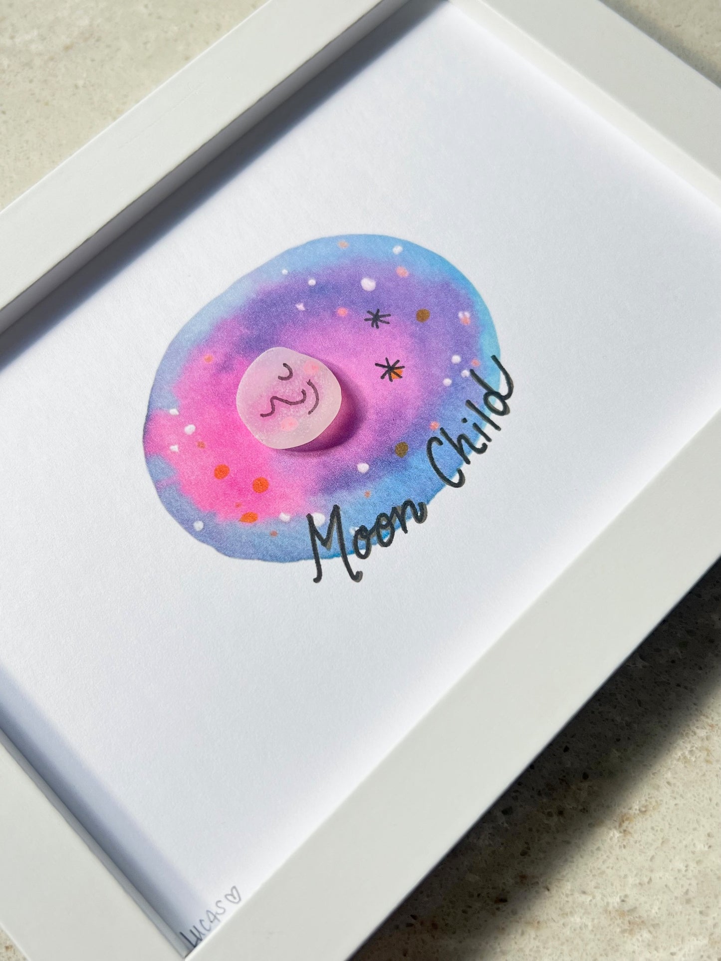 Moon Child Sea Glass Art by Sook & Hook