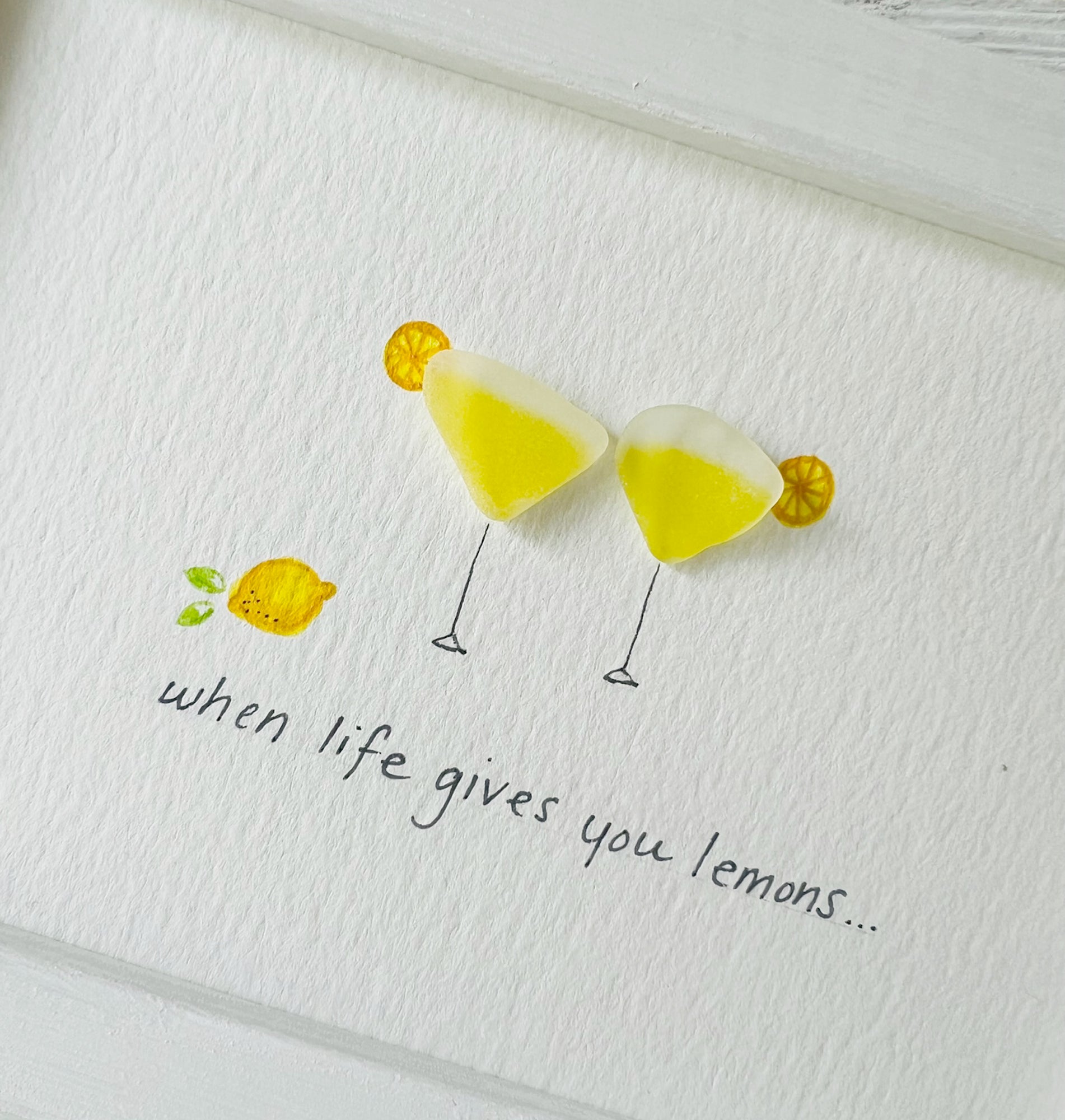 Lemon Drop Martinis Sea Glass Art by Sook & Hook