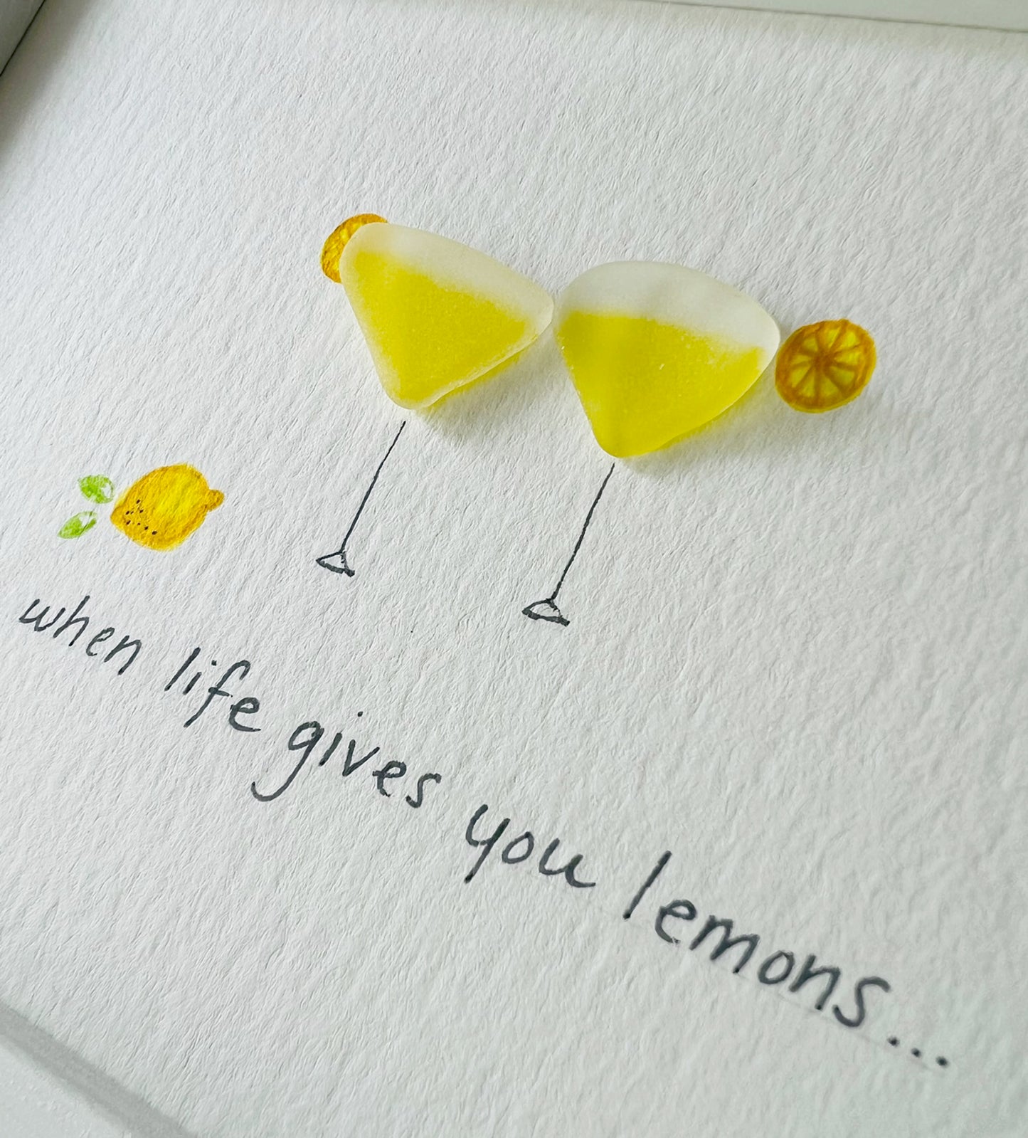 Lemon Drop Martinis Sea Glass Art by Sook & Hook