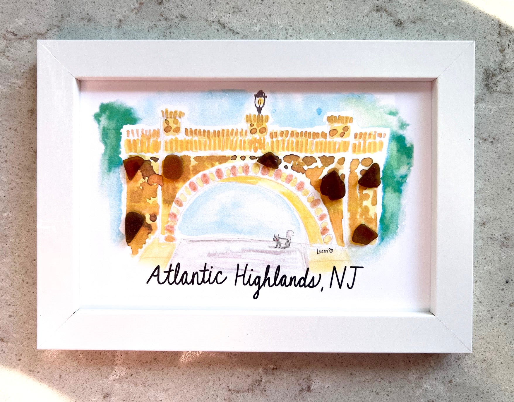 Atlantic Highlands, NJ Bridge Sea Glass Art