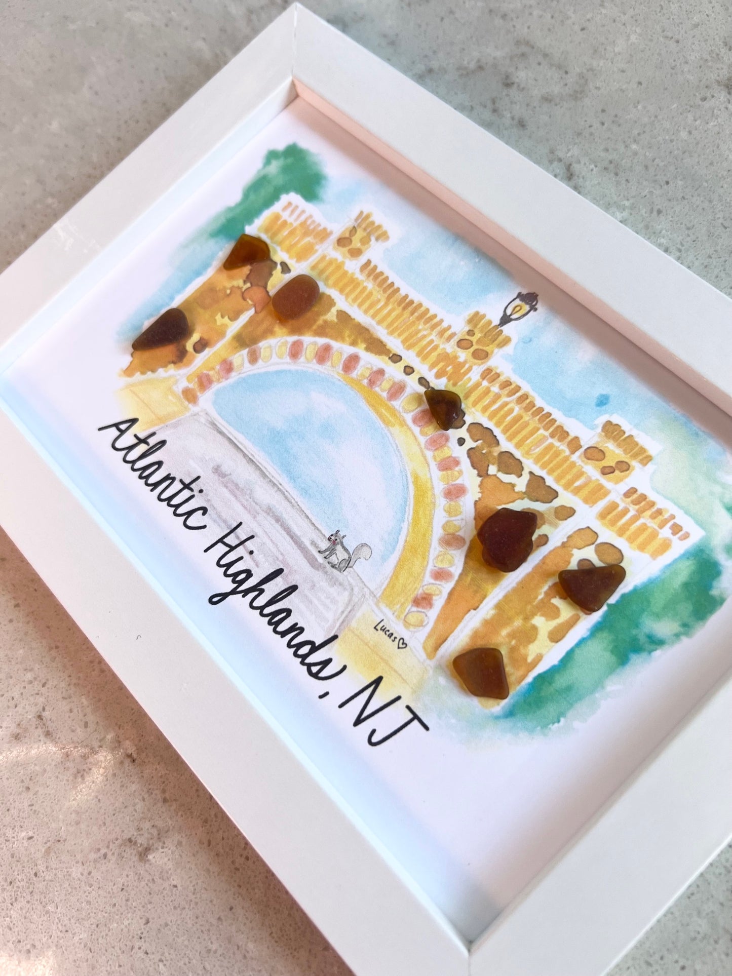 Atlantic Highlands, NJ Bridge Sea Glass Art