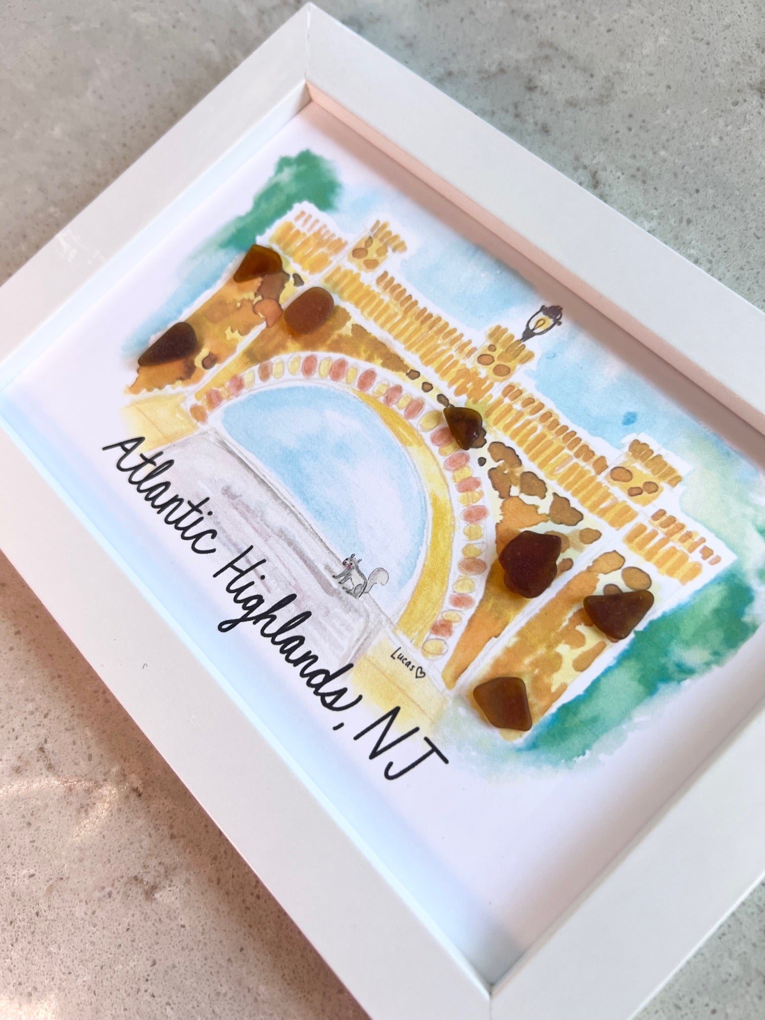 Atlantic Highlands, NJ Bridge Sea Glass Art