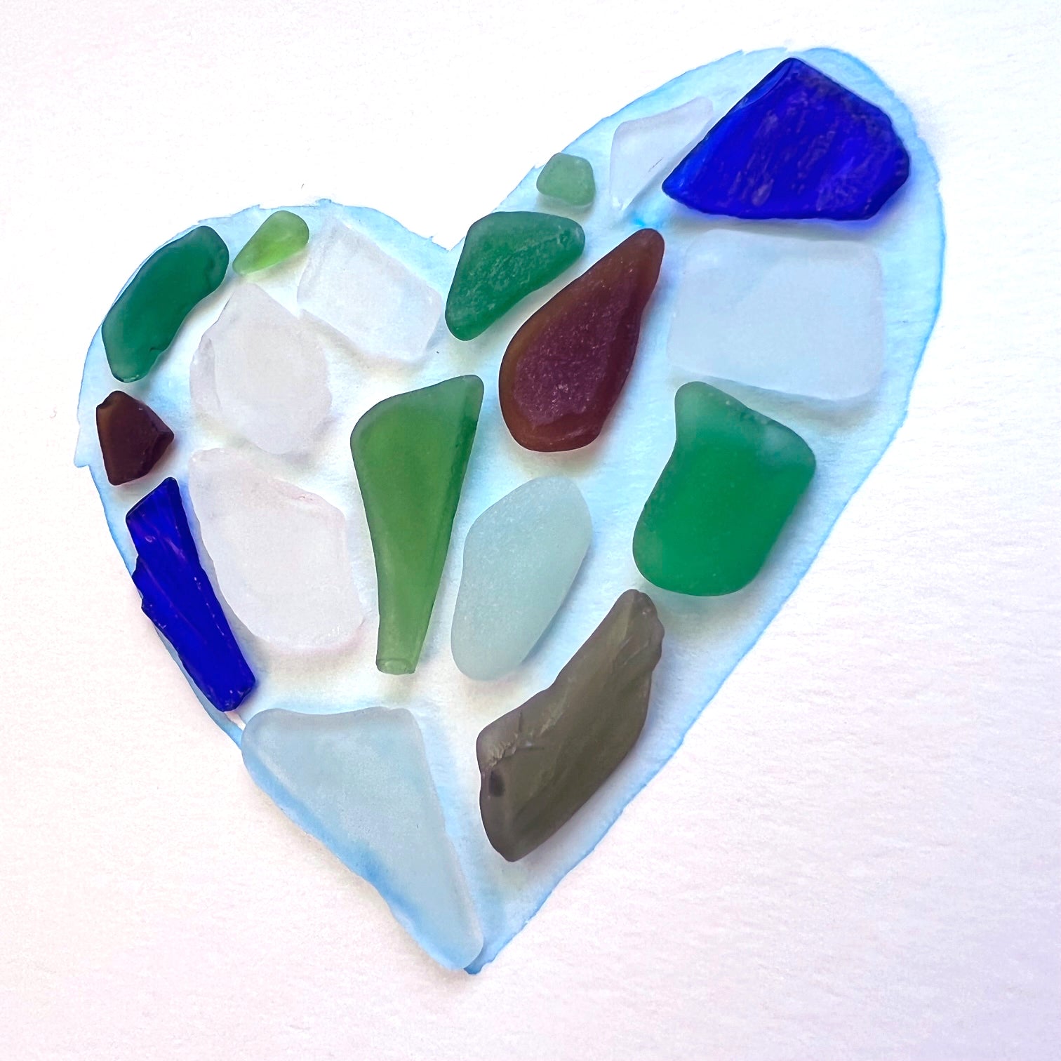 Sea Glass Heart | Customizable for Wedding or Anniversary | 8"x10" Shadow Box Frame