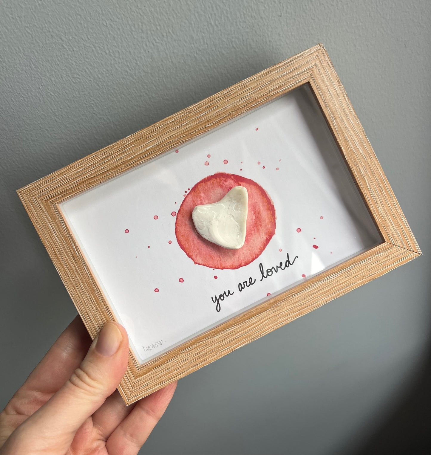 You are Loved Heart Artwork | Stone, Sea Glass or Shell Heart in a Shadow Box Frame