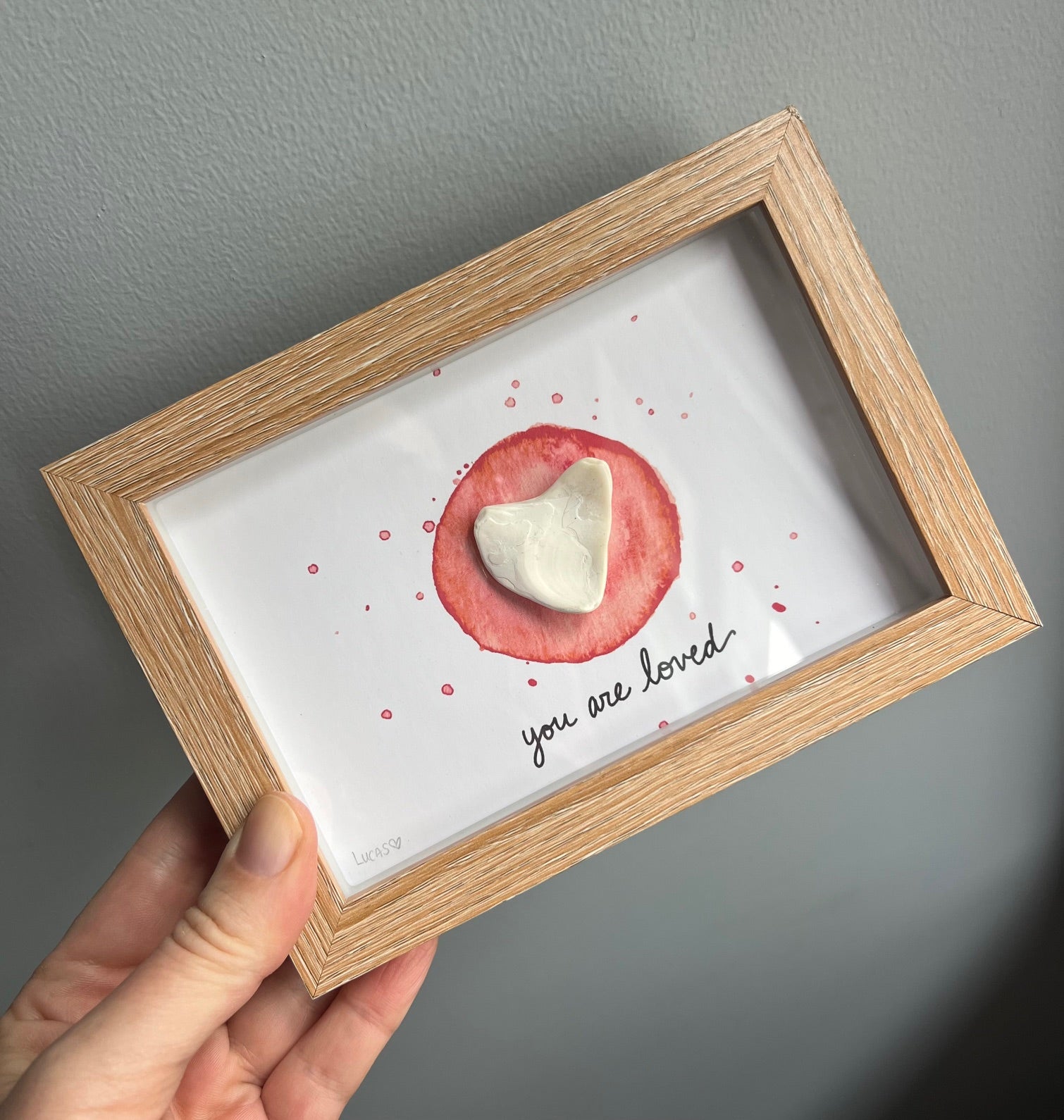 You are Loved Heart Artwork | Stone, Sea Glass or Shell Heart in a Shadow Box Frame