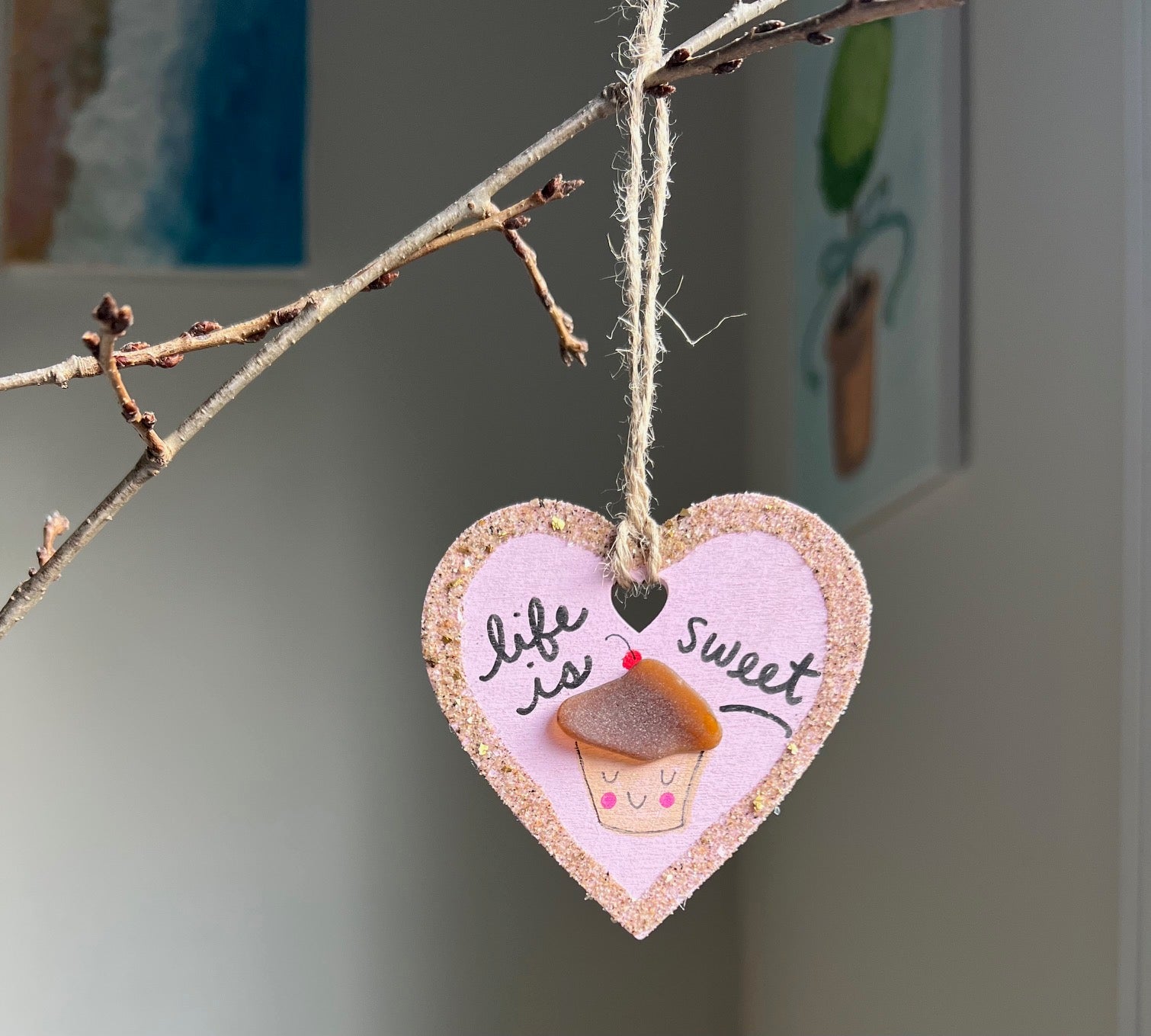 Life is Sweet Sea Glass Cupcake Ornament by Sook & Hook