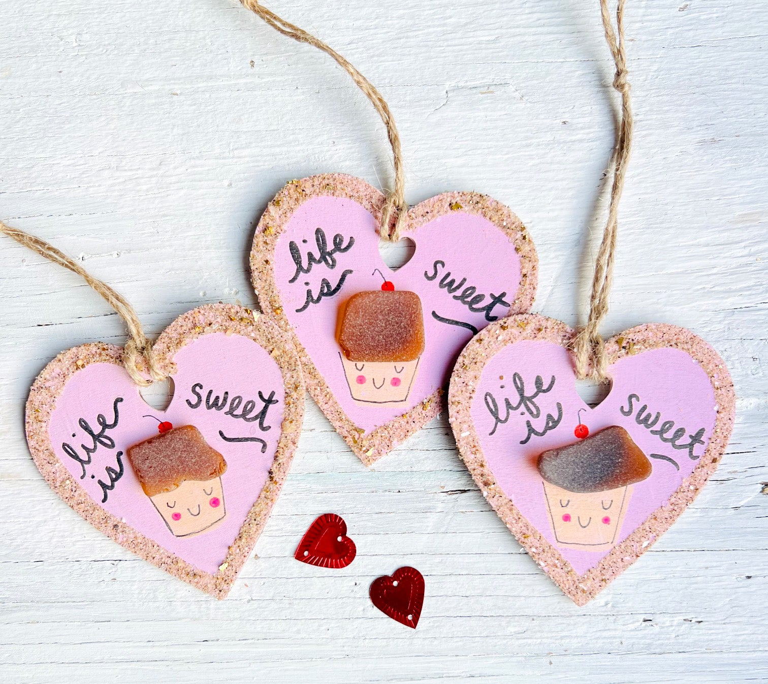 Life is Sweet Sea Glass Cupcake Ornament by Sook & Hook