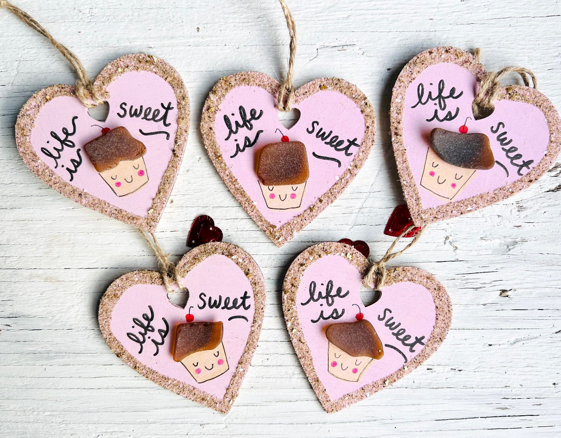 Life is Sweet Sea Glass Cupcake Ornament by Sook & Hook