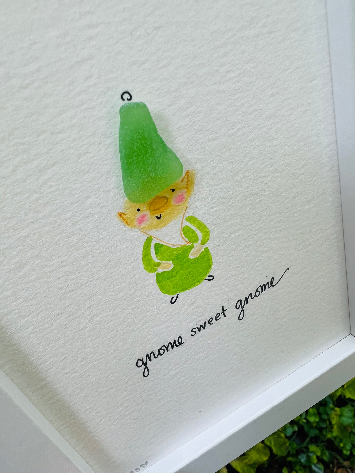 Gnome Sweet Gnome Sea Glass Art