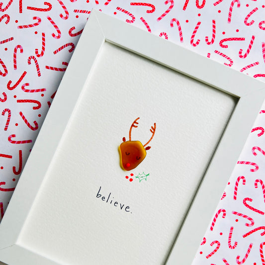 Reindeer Sea Glass Art