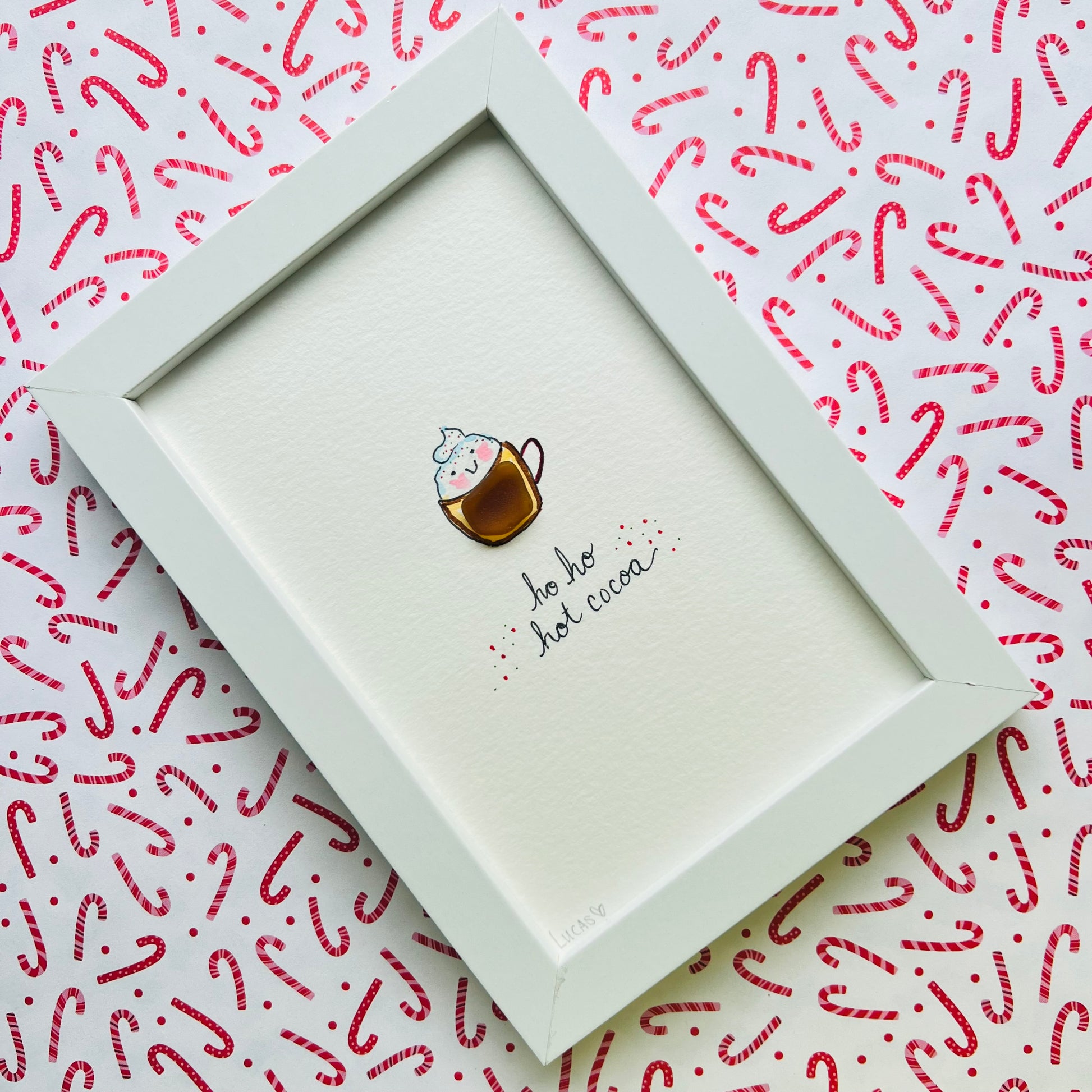 Ho Ho Hot Cocoa Sea Glass Art