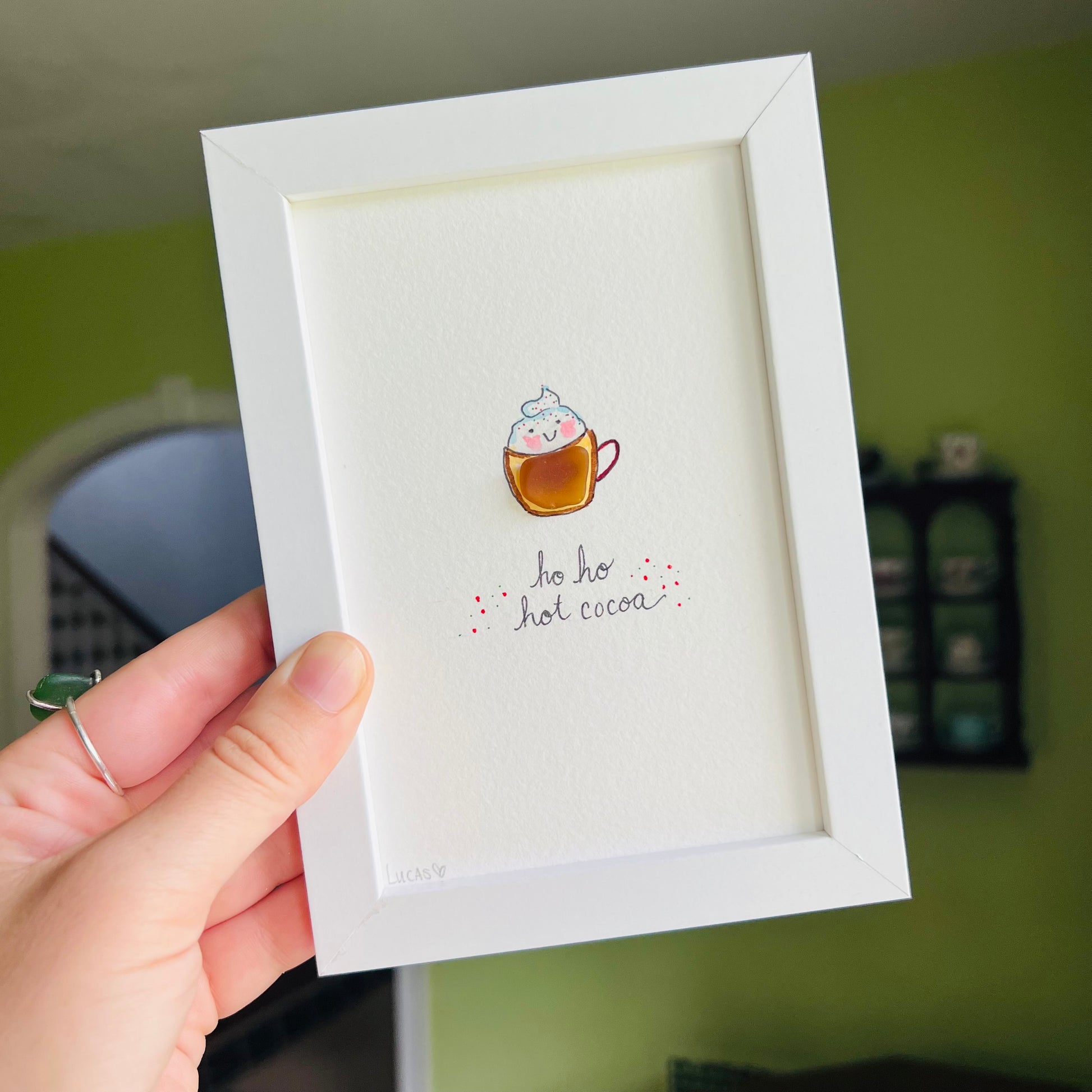 Ho Ho Hot Cocoa Sea Glass Art