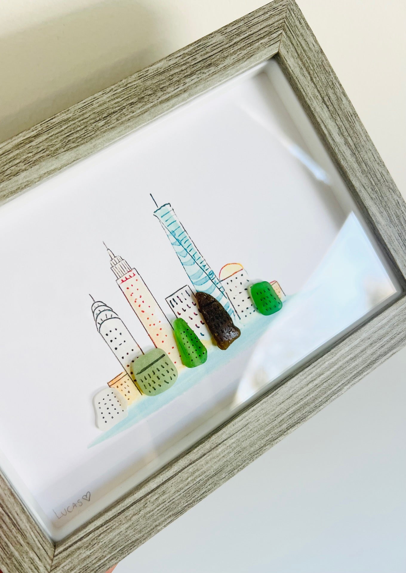New York City Sea Glass Skyline by Sook & Hook