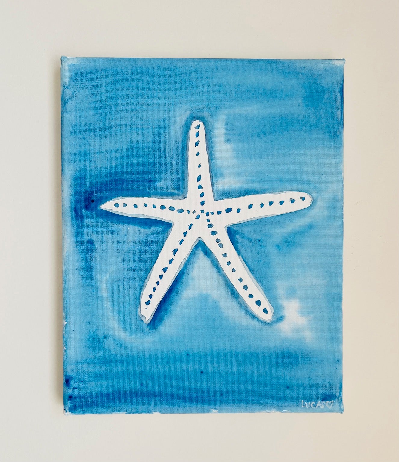 Original Starfish Painting on Canvas – Coastal Beach Art (8x10)