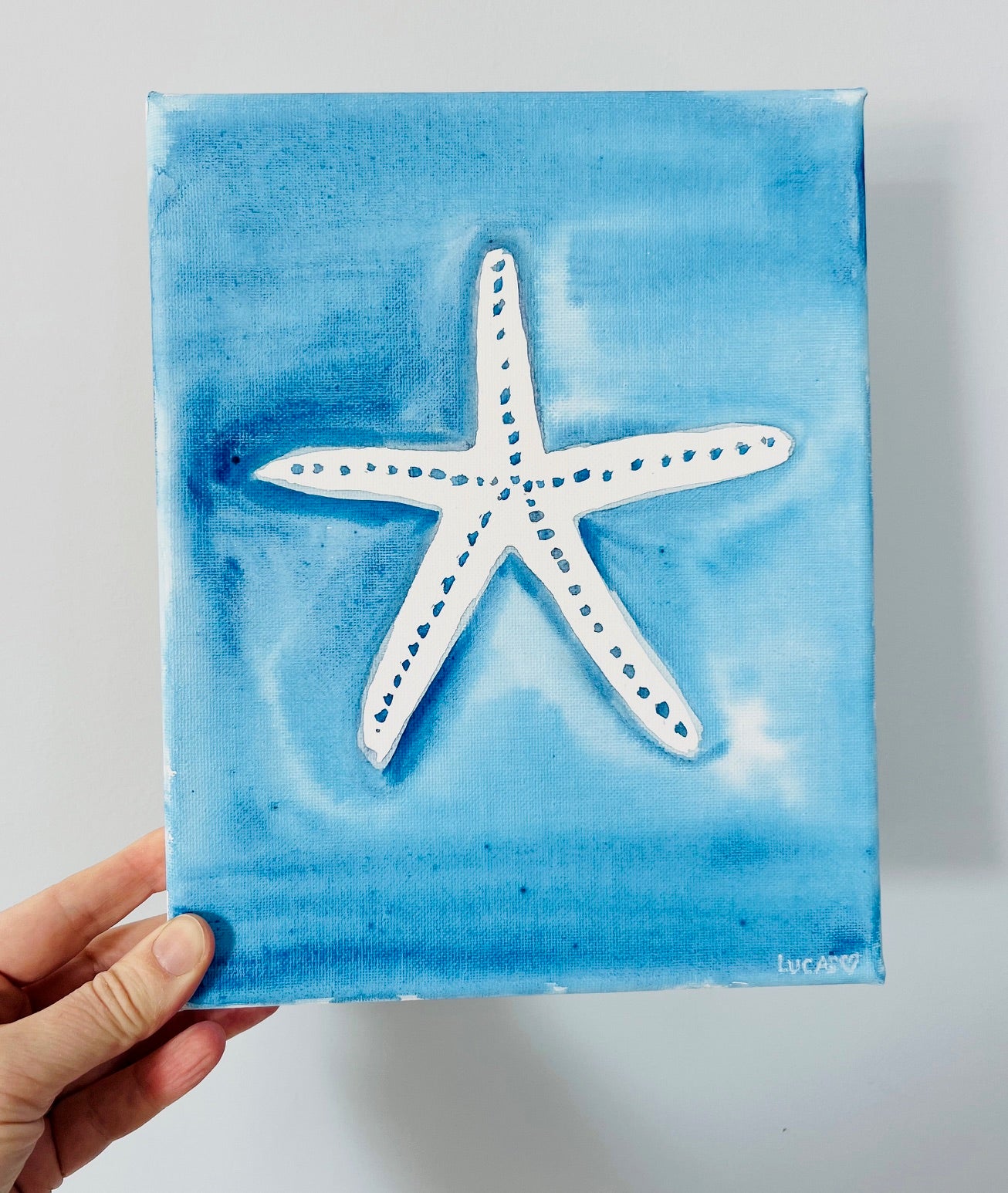 Original Starfish Painting on Canvas – Coastal Beach Art (8x10)