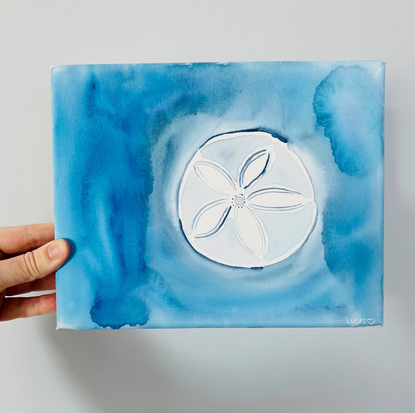 Original Sand Dollar Painting on Canvas – Coastal Beach Art (8x10)
