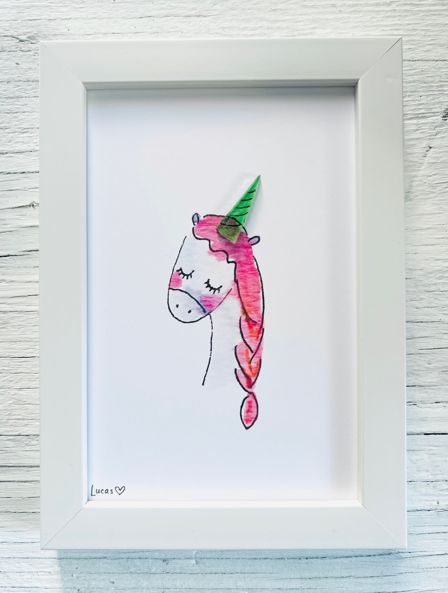 Cute Unicorn Sea Glass Art by Sook & Hook