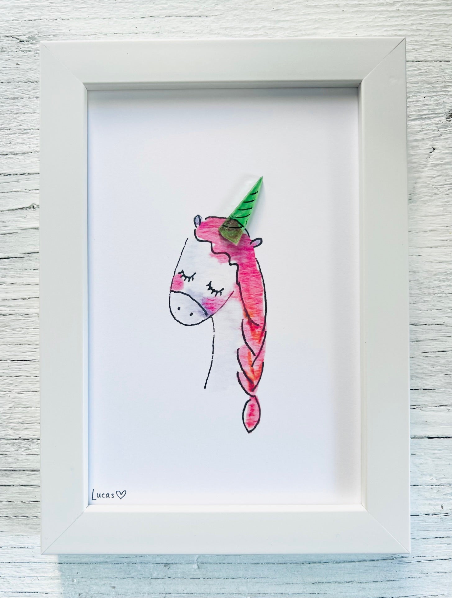 Cute Unicorn Sea Glass Art by Sook & Hook