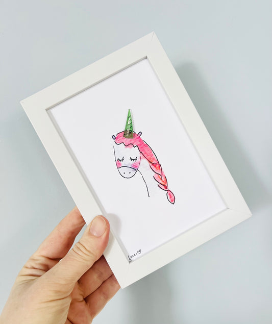 Cute Unicorn Sea Glass Art by Sook & Hook