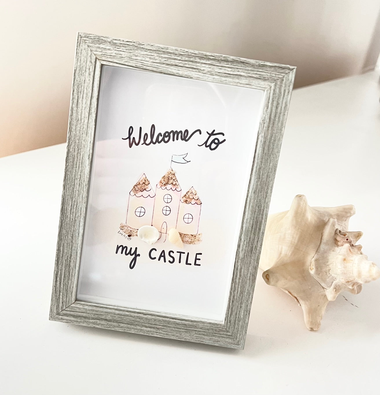 Welcome to My Castle | Sand & Shell Art in a Shadow Box Frame