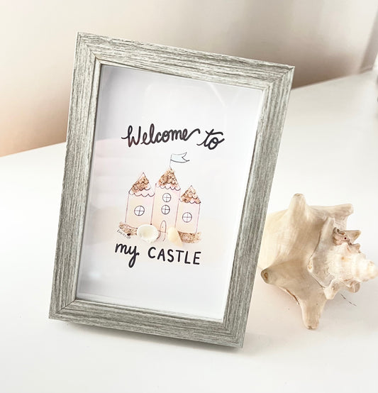 Welcome to My Castle | Sand & Shell Art in a Shadow Box Frame