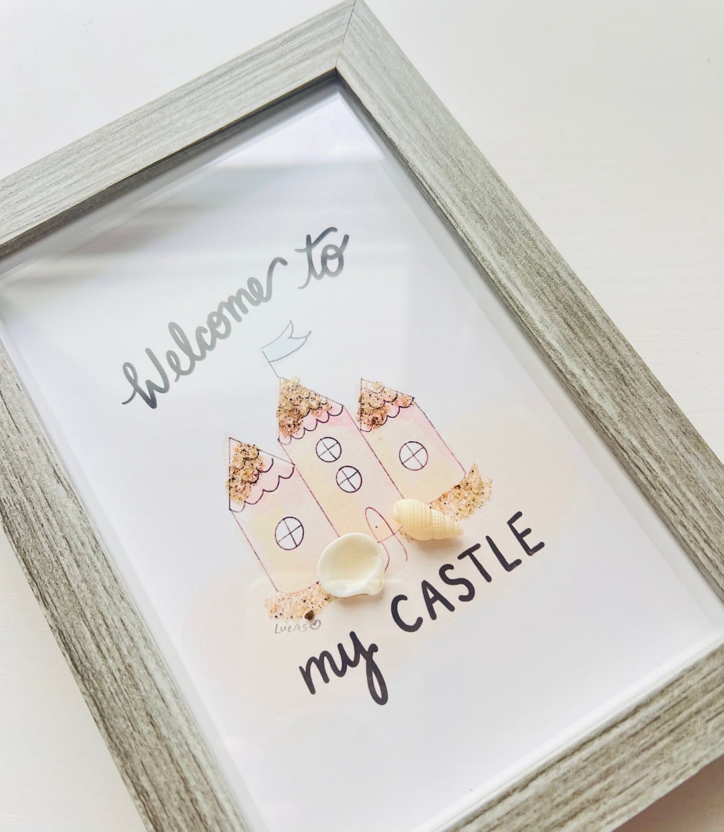 Welcome to My Castle | Sand & Shell Art in a Shadow Box Frame