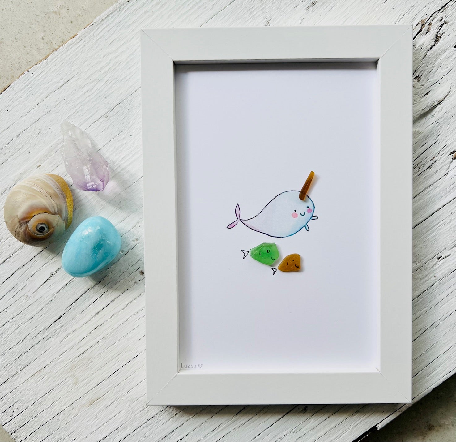 Narwhal with Sea Glass Fish