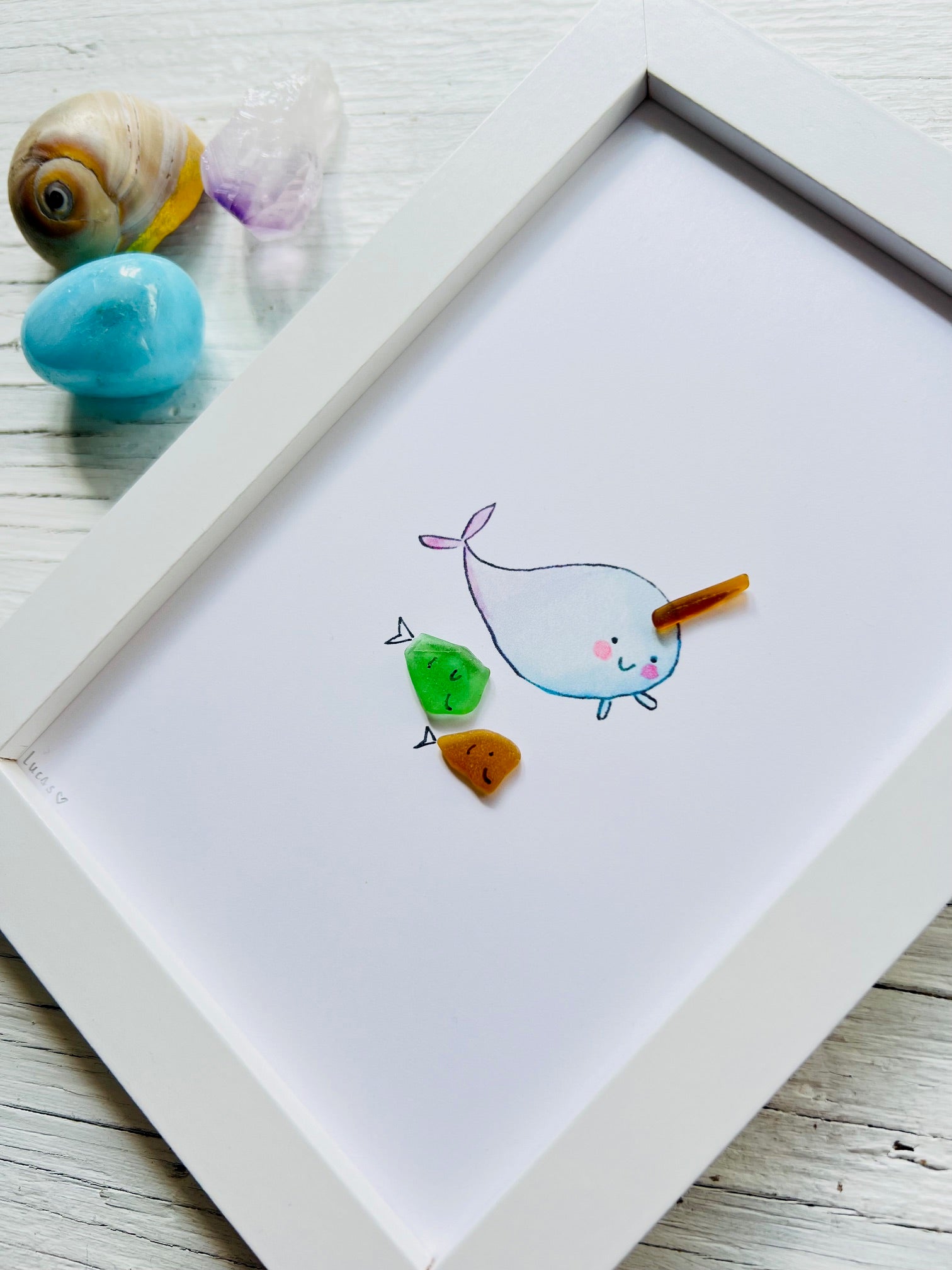 Narwhal with Sea Glass Fish