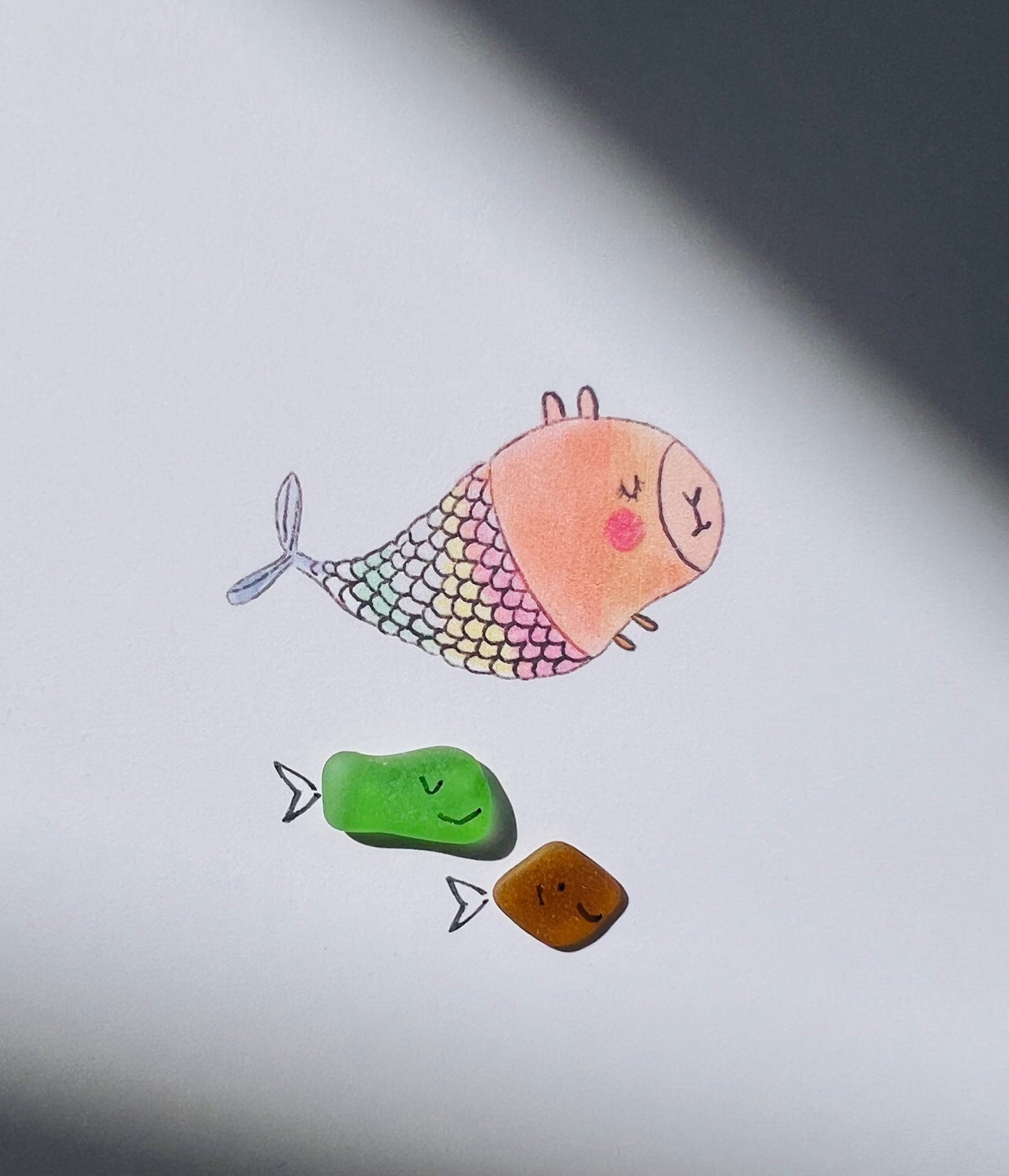 Capybara Mermaid with Sea Glass Fish