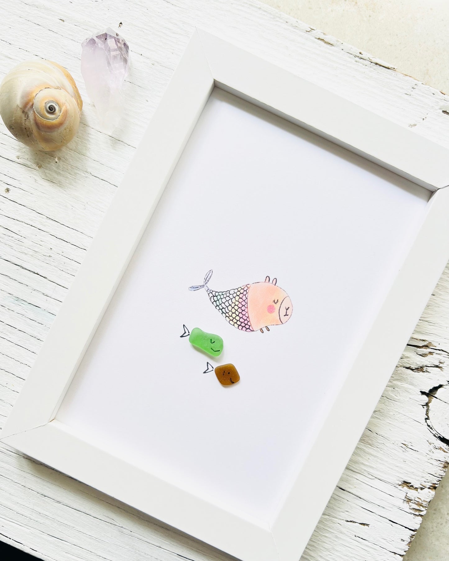 Capybara Mermaid with Sea Glass Fish